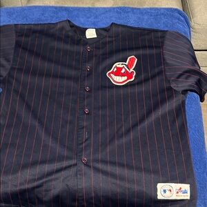 Majestic Navy and Red Baseball Jersey